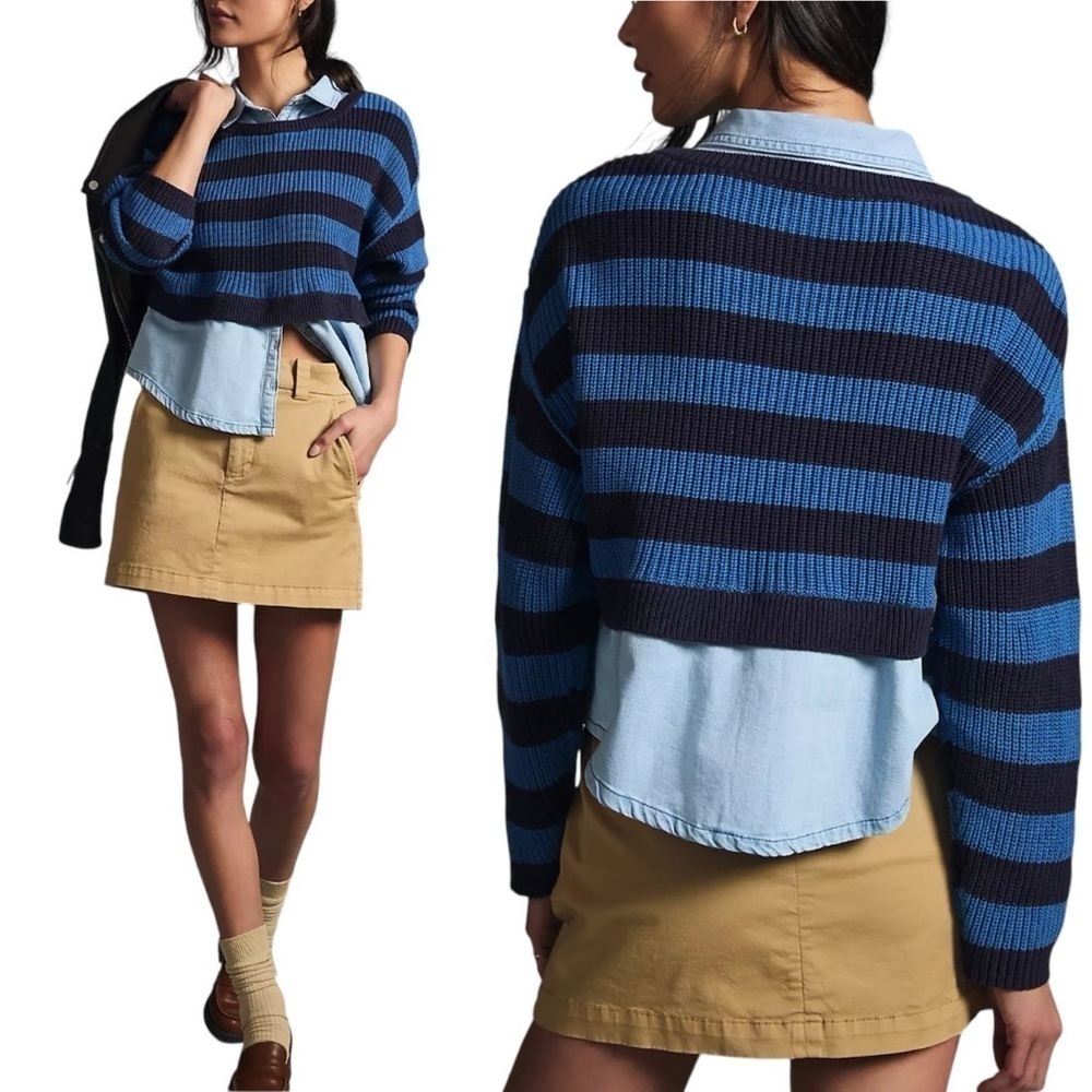 PILCRO x ANTHROPOLOGIE Layered Stripe Sweater